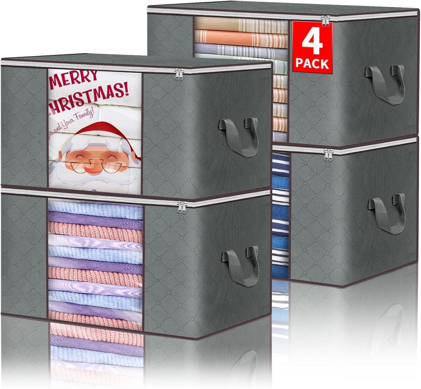4Pack Clothes Storage Bags Zipped Organizer Underbed Wardrobe Cube Closet Boxes