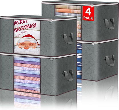 4Pack Clothes Storage Bags Zipped Organizer Underbed Wardrobe Cube Closet Boxes