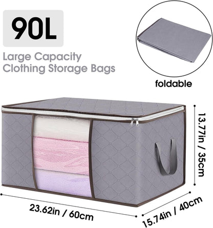 4Pack Clothes Storage Bags Zipped Organizer Underbed Wardrobe Cube Closet Boxes