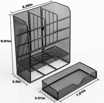 Spacrea Metal Pen Organizer, Pencil Holder for Desk, Desk Organizer with Drawer