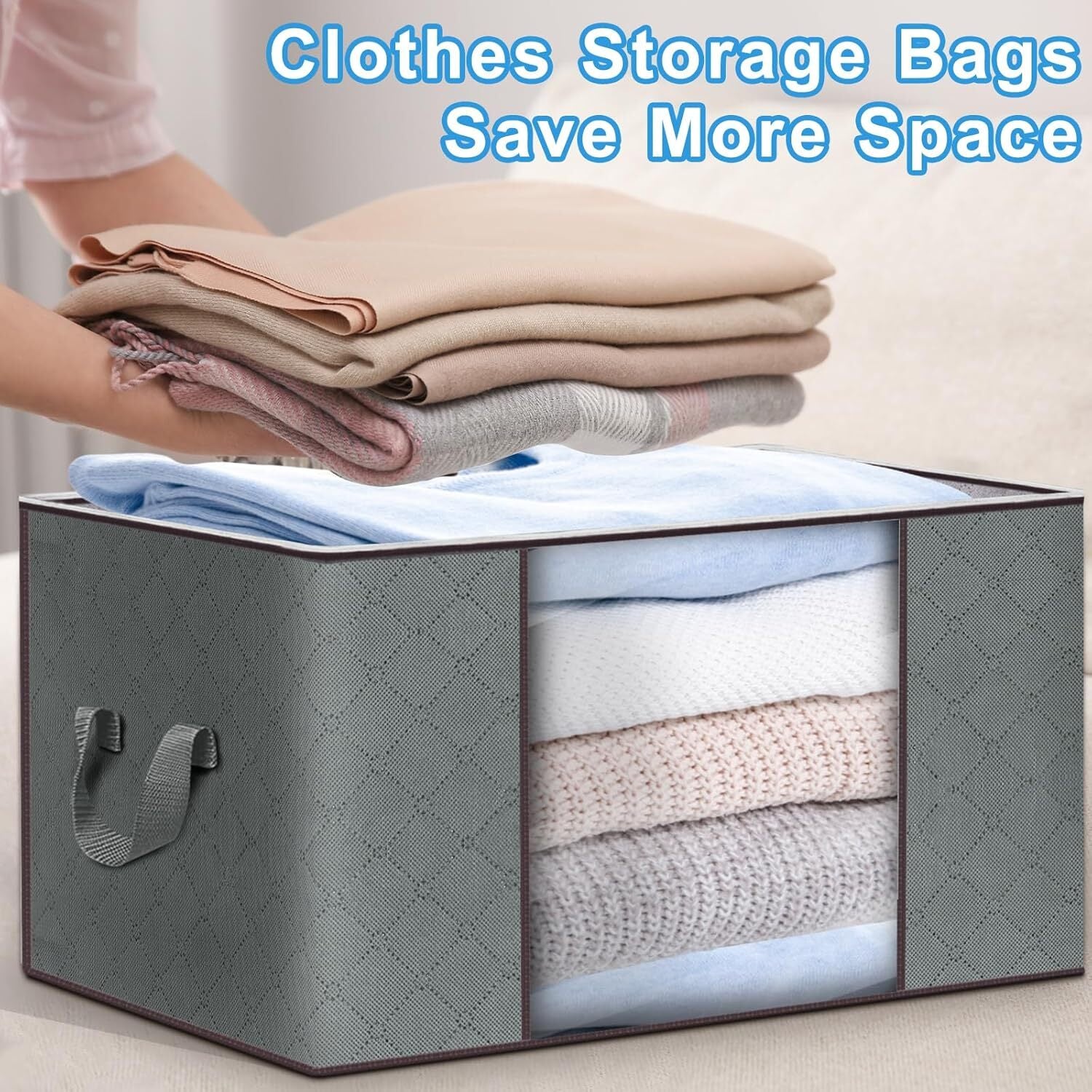 4Pack Clothes Storage Bags Zipped Organizer Underbed Wardrobe Cube Closet Boxes
