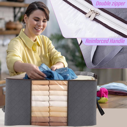 4Pack Clothes Storage Bags Zipped Organizer Underbed Wardrobe Cube Closet Boxes