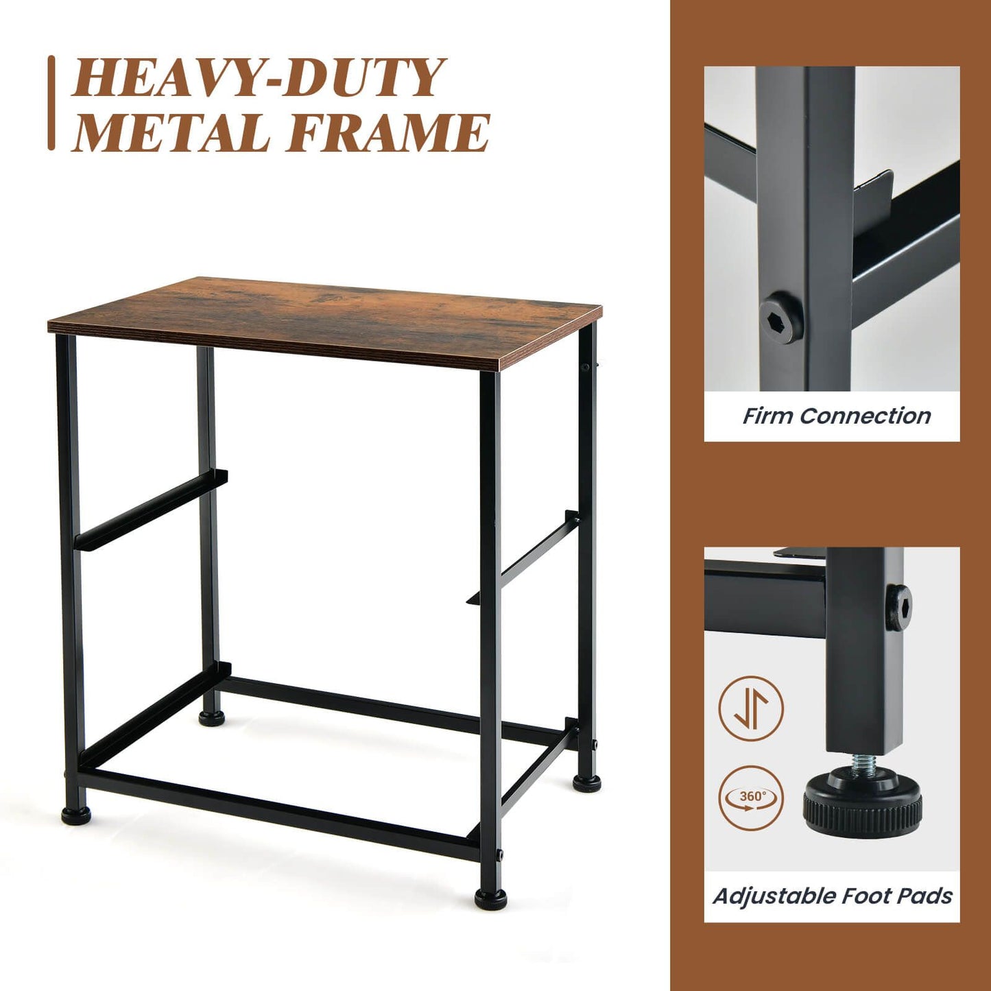 2-Drawer Industrial Nightstand with Anti-Toppling Device