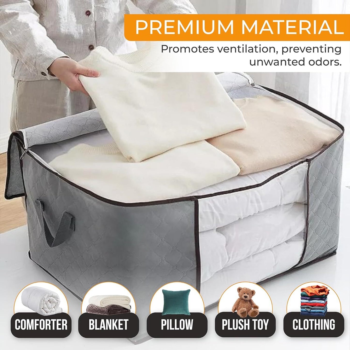 4Pack Clothes Storage Bags Zipped Organizer Underbed Wardrobe Cube Closet Boxes
