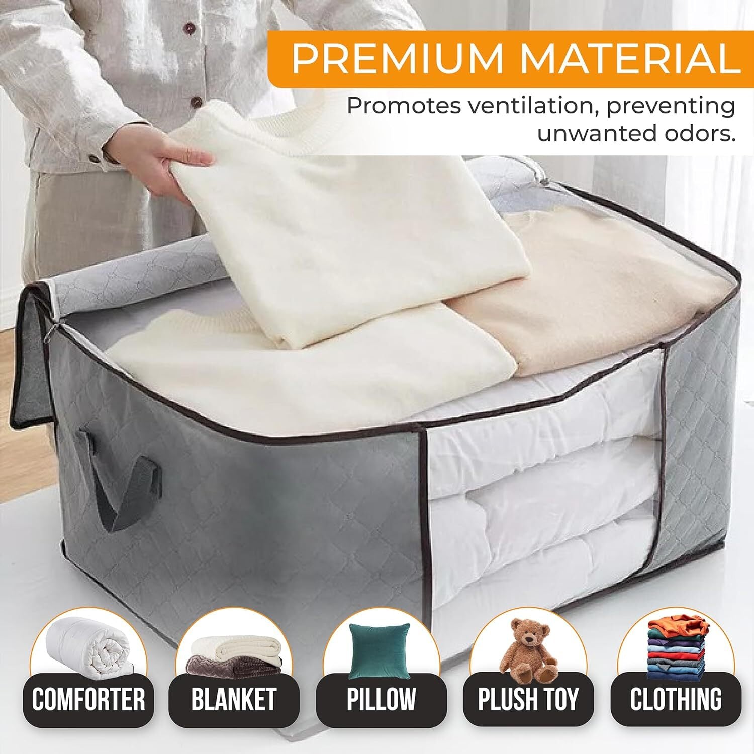 4Pack Clothes Storage Bags Zipped Organizer Underbed Wardrobe Cube Closet Boxes