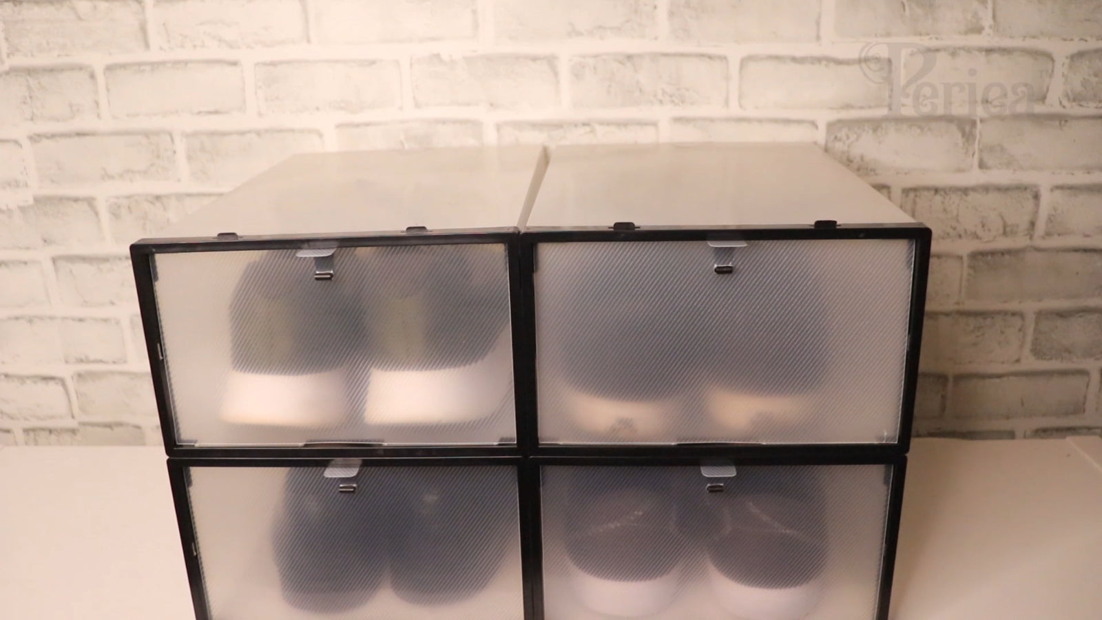 Periea Clear Plastic Shoe Storage Boxes Stackable Drawers Organiser Underbed
