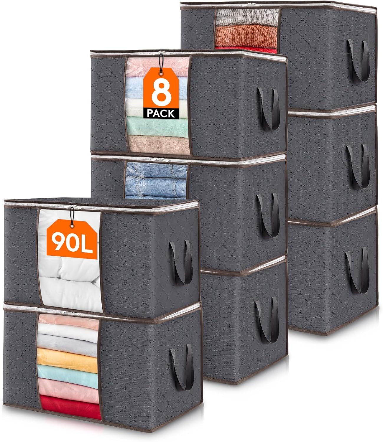 4Pack Clothes Storage Bags Zipped Organizer Underbed Wardrobe Cube Closet Boxes
