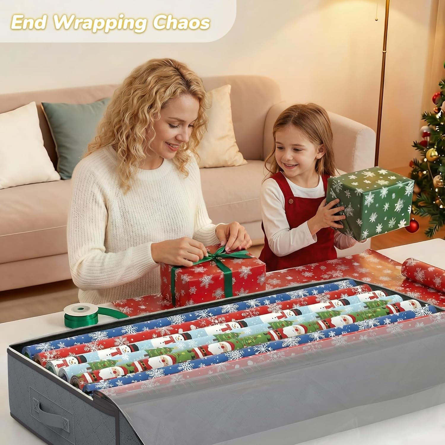 4 Pack Underbed Storage, 90L Large under Bed Storage Box with Lid, Clothes Storage Bags with Clear Window and Reinforced Handles for Blanket, Clothes, Comforters, Grey