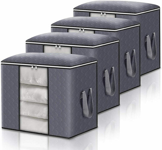 4Pack Clothes Storage Bags Zipped Organizer Underbed Wardrobe Cube Closet Boxes