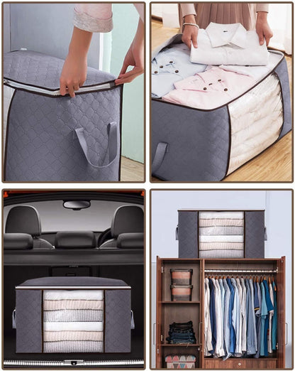 4Pack Clothes Storage Bags Zipped Organizer Underbed Wardrobe Cube Closet Boxes
